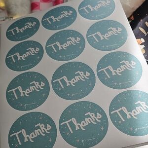 Teal 'Thanks' Stickers
